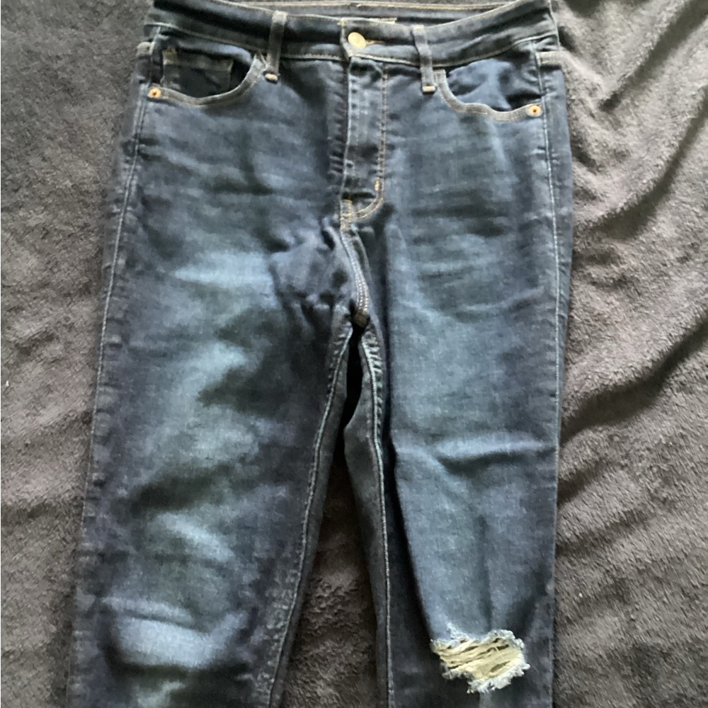 Old Navy Dark Blue Distressed Skinny Jeans